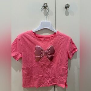 H&M Girls' Bright Pink Tee with Satin Bow Applique